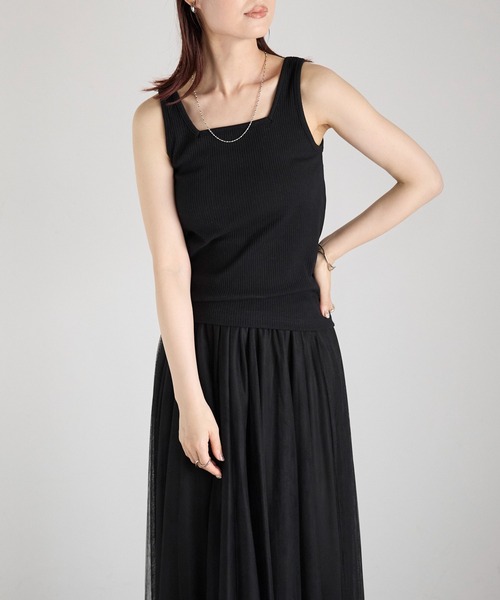 Fizz(フィズ)の「【Fizz/フィズ】 前後2Way リブタンクトップ(タンクトップ・レディース・ブラック/ホワイト×ブラック/ホワイト/グレイッシュベージュ・FREE)」の12枚目の写真