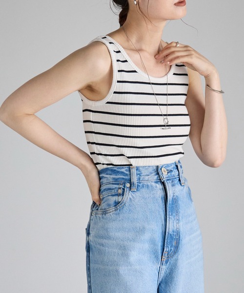 Fizz(フィズ)の「【Fizz/フィズ】 前後2Way リブタンクトップ(タンクトップ・レディース・ブラック/ホワイト×ブラック/ホワイト/グレイッシュベージュ・FREE)」の18枚目の写真