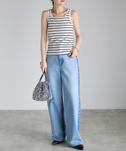 Fizz(フィズ)の「【Fizz/フィズ】 前後2Way リブタンクトップ(タンクトップ・レディース・ブラック/ホワイト×ブラック/ホワイト/グレイッシュベージュ・FREE)」の22枚目の写真