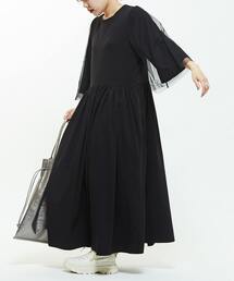 converse tokyo パフスリーブ ワンピース 黒 CONVERSE TOKYO｜コンバーストウキョウ（レディース）の