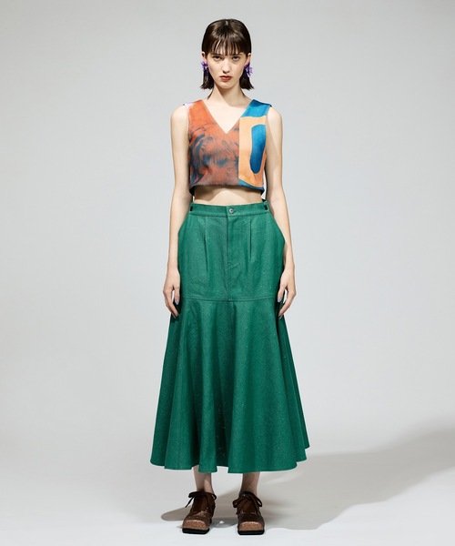 NON TOKYO（ノントーキョー）の「LAME DENIM FLARE SKIRT（スカート・レディース・グリーン/インディゴブルー/ブラック・2/1）」の12枚目の写真