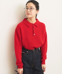 fig london ポロ ニット 半袖 fig London ポロシャツ ポロ SHEER knit polo レディース