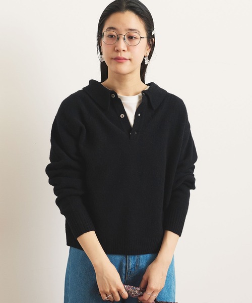fig Ｌondon（フィグロンドン）の「AIRLYS knit polo（ニット/セーター・レディース・ブラック/レッド/イエロー・FREE）」の2枚目の写真