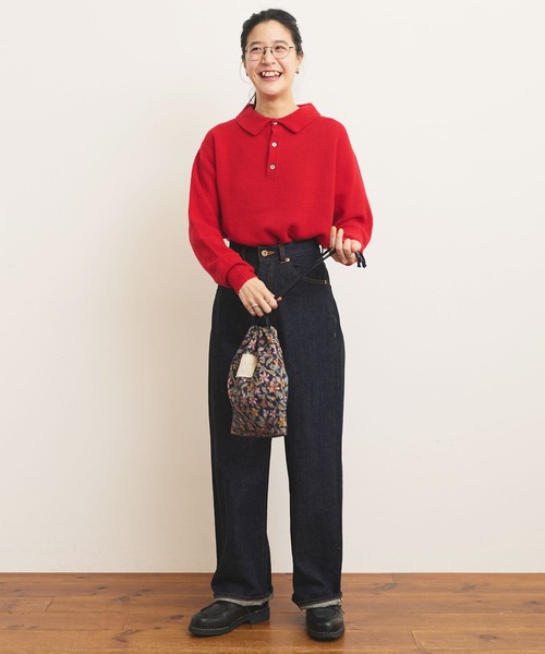 fig Ｌondon（フィグロンドン）の「AIRLYS knit polo（ニット/セーター・レディース・ブラック/レッド/イエロー・FREE）」の4枚目の写真