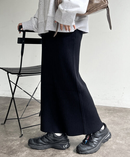 CPCM(シーピーシーエム)の「しっかりリブナロースカート(スカート・レディース・チャコールグレー/アイボリー/ブラック/オレンジ・SMALL/MEDIUM)」の21枚目の写真