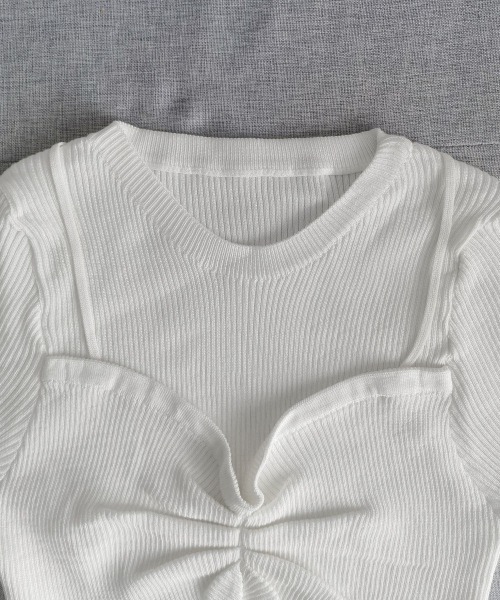 Miniministore（ミニミニストア）の「ニットトップス レディース 重ね着（ニット/セーター・レディース・ダークベージュ/ベージュ/ホワイト/ブラック/グレー・FREE）」の18枚目の写真