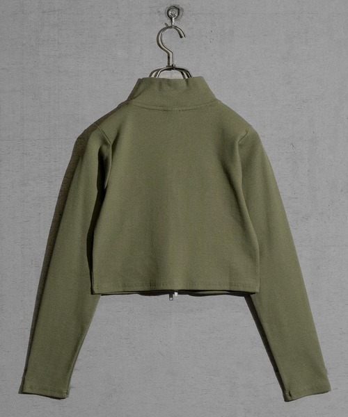 STARTER BLACK LABEL（スターターブラックレーベル）の「【t】〔STARTER BLACK LABEL〕テレコフルジップ ショート丈 スタンドネックジャケット（ニット/セーター・レディース・ブラック/カーキ/チャコールグレー/ホワイト・MEDIUM/LARGE）」の8枚目の写真