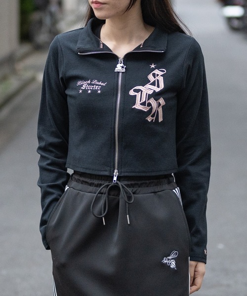 STARTER BLACK LABEL（スターターブラックレーベル）の「【t】〔STARTER BLACK LABEL〕テレコフルジップ ショート丈 スタンドネックジャケット（ニット/セーター・レディース・ブラック/カーキ/チャコールグレー/ホワイト・MEDIUM/LARGE）」の16枚目の写真
