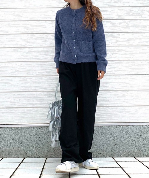 Q(キュー)の「ラメシャギーニットカーディガン(カーディガン/ボレロ・レディース・ブルー/ベージュ・MEDIUM)」の12枚目の写真