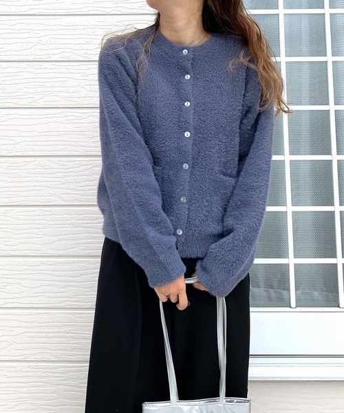 Q(キュー)の「ラメシャギーニットカーディガン(カーディガン/ボレロ・レディース・ブルー/ベージュ・MEDIUM)」の17枚目の写真