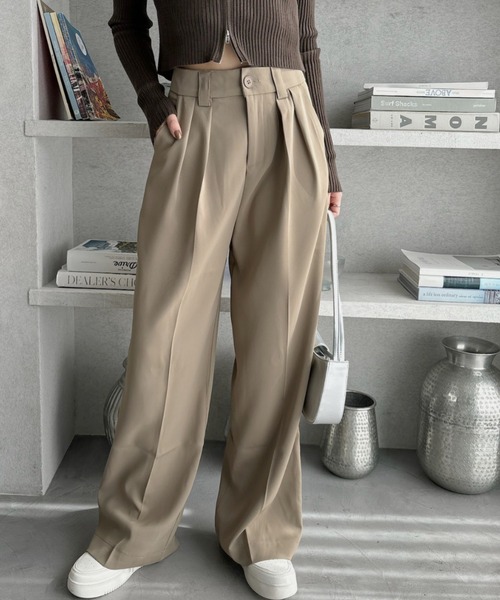 Ada.（エイダ）の「太めのウエストベルトがアクセント！ 2タック スラックス（スラックス・レディース・ブラック/グレー/ベージュ・M/L）」の3枚目の写真