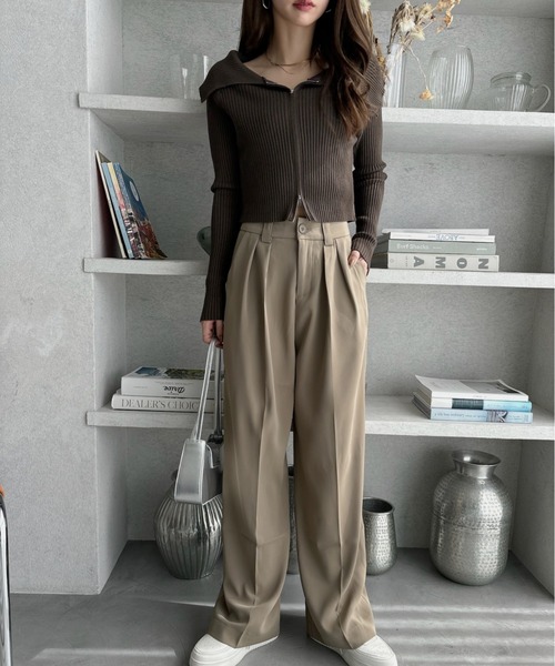 セール】太めのウエストベルトがアクセント！ 2タック スラックス