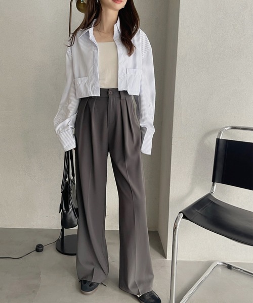 Ada.（エイダ）の「太めのウエストベルトがアクセント！ 2タック スラックス（スラックス・レディース・ブラック/グレー/ベージュ・M/L）」の9枚目の写真