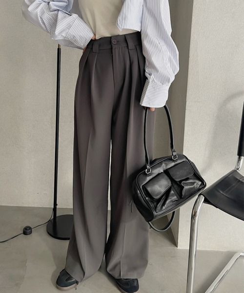 Ada.（エイダ）の「太めのウエストベルトがアクセント！ 2タック スラックス（スラックス・レディース・ブラック/グレー/ベージュ・M/L）」の12枚目の写真