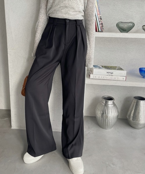 Ada.（エイダ）の「太めのウエストベルトがアクセント！ 2タック スラックス（スラックス・レディース・ブラック/グレー/ベージュ・M/L）」の5枚目の写真