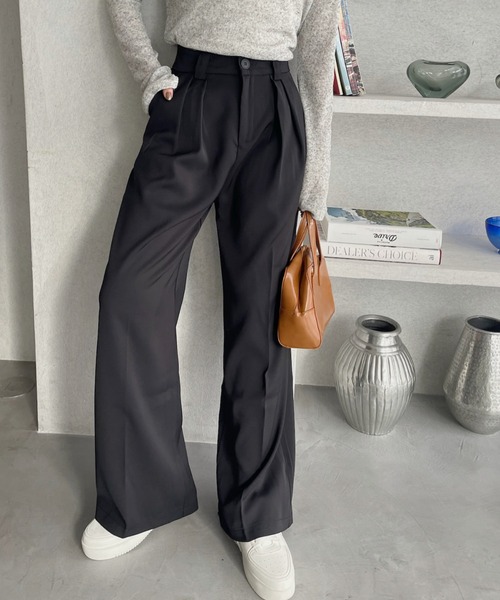 Ada.（エイダ）の「太めのウエストベルトがアクセント！ 2タック スラックス（スラックス・レディース・ブラック/グレー/ベージュ・M/L）」の4枚目の写真