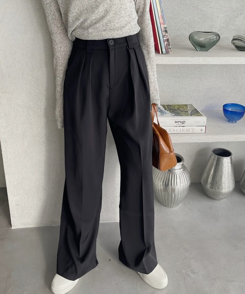 Ada.（エイダ）の「太めのウエストベルトがアクセント！ 2タック スラックス（スラックス・レディース・ブラック/グレー/ベージュ・M/L）」の6枚目の写真