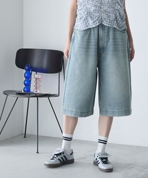 【forksy.】ヴィンテージライクハーフデニムパンツブルー