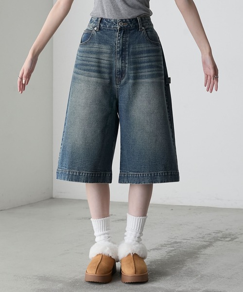 forksy.（フォルクシー）の「【forksy.】ヴィンテージライクハーフデニムパンツ（デニムパンツ・レディース・ブラック/インディゴブルー/ブルー・M/L）」の10枚目の写真