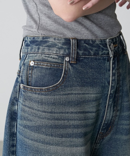 forksy.（フォルクシー）の「【forksy.】ヴィンテージライクハーフデニムパンツ（デニムパンツ・レディース・ブラック/インディゴブルー/ブルー・M/L）」の15枚目の写真