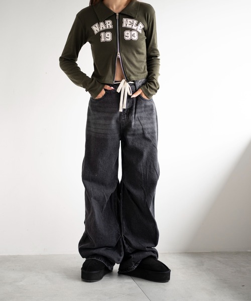 dispark（ディスパーク）の「DISPARK/WジップナンバリングロゴロンT（Tシャツ/カットソー・レディース・カーキ/グレー・FREE）」の10枚目の写真