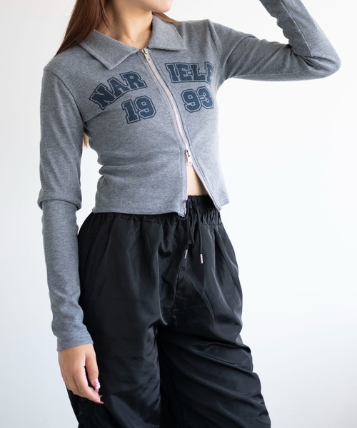 dispark（ディスパーク）の「DISPARK/WジップナンバリングロゴロンT（Tシャツ/カットソー・レディース・カーキ/グレー・FREE）」の6枚目の写真