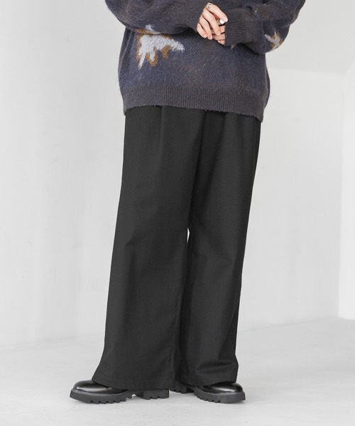 RAGEBLUE（レイジブルー）の「起毛TR/ストレッチ/バギーワイドストレートスラックス（スラックス・メンズ・ブラック/ブラック系その他/オフホワイト/グレー/グリーン系その他/ブラウン・SMALL/MEDIUM/LARGE）」の3枚目の写真