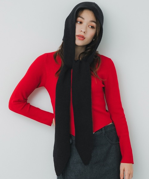 coca（coca）（コカ）の「フードマフラー（マフラー・レディース・チャコール/ブラック・ONE SIZE）」の2枚目の写真