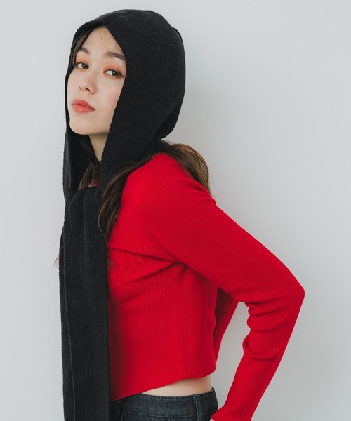 coca（coca）（コカ）の「フードマフラー（マフラー・レディース・チャコール/ブラック・ONE SIZE）」の8枚目の写真