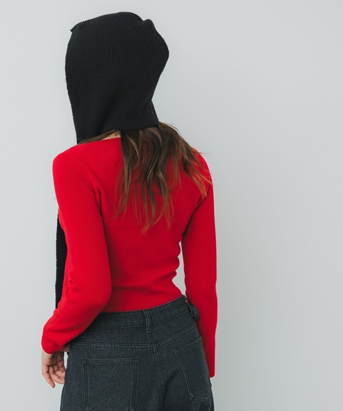 coca（coca）（コカ）の「フードマフラー（マフラー・レディース・チャコール/ブラック・ONE SIZE）」の10枚目の写真