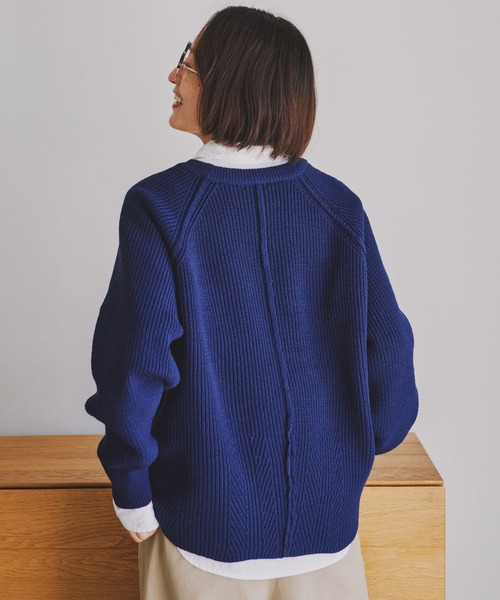 studio CLIP（スタディオクリップ）の「【3シーズンシリーズ】7ゲージ畔編コクーンプルオーバー[プラスサイズあり]（ニット/セーター・レディース・オフホワイト/ブルー/ネイビー/オレンジ/ライトグリーン・FREE）」の3枚目の写真