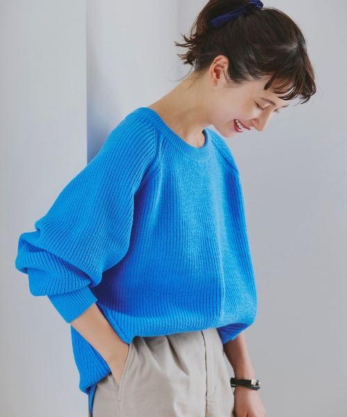 studio CLIP（スタディオクリップ）の「【3シーズンシリーズ】7ゲージ畔編コクーンプルオーバー[プラスサイズあり]（ニット/セーター・レディース・オフホワイト/ブルー/ネイビー/オレンジ/ライトグリーン・FREE）」の4枚目の写真