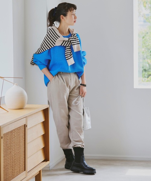 studio CLIP（スタディオクリップ）の「【3シーズンシリーズ】7ゲージ畔編コクーンプルオーバー[プラスサイズあり]（ニット/セーター・レディース・オフホワイト/ブルー/ネイビー/オレンジ/ライトグリーン・FREE）」の9枚目の写真