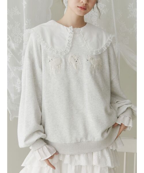 merry jenny（メリージェニー）の「モコモコひつじスウェット（スウェット・レディース・ベージュ/ブラック/グレー・FREE）」の3枚目の写真