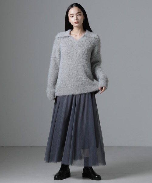 セール】衿付きヘアリーニットプルオーバー（ニット/セーター）｜NANO