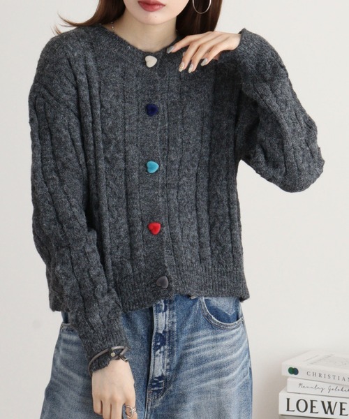 【セール】je crois soi ハートボタンニットカーディガン（カーディガン/ボレロ）｜FUNALIVE（ファンアライブ）