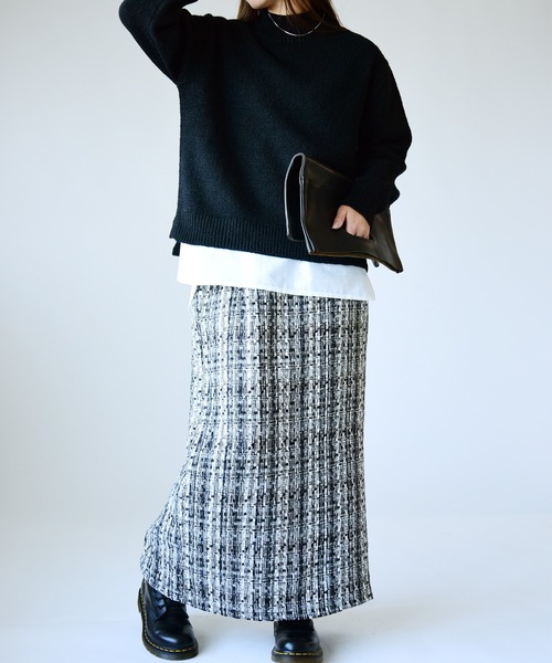 and it_（アンドイット）の「ミックスツイードタイトスカート（スカート・レディース・グレー/ブラック・M）」の7枚目の写真