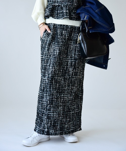 and it_（アンドイット）の「ミックスツイードタイトスカート（スカート・レディース・グレー/ブラック・M）」の6枚目の写真