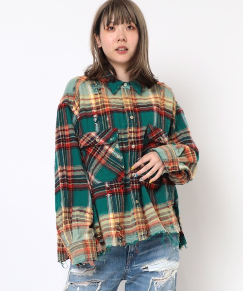 l ❤️ RNA Tシャツ　グリーン　ダメージ RNA T-SHIRTS COLLECTION: - RNA ONLINE STORE | アールエヌエー