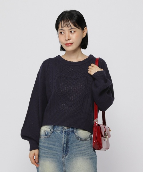 3.3 Field Trip （3.3フィールドトリップ）の「3.3 Field Trip／ハートニットプルオーバー（ニット/セーター・レディース・ホワイト/ネイビー/チャコール・FREE）」の3枚目の写真