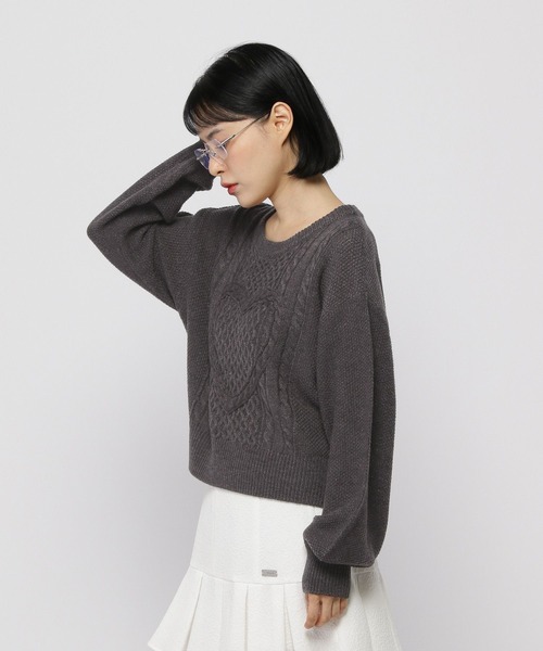 3.3 Field Trip （3.3フィールドトリップ）の「3.3 Field Trip／ハートニットプルオーバー（ニット/セーター・レディース・ホワイト/ネイビー/チャコール・FREE）」の20枚目の写真