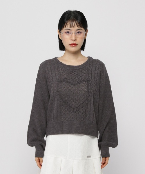 3.3 Field Trip （3.3フィールドトリップ）の「3.3 Field Trip／ハートニットプルオーバー（ニット/セーター・レディース・ホワイト/ネイビー/チャコール・FREE）」の22枚目の写真