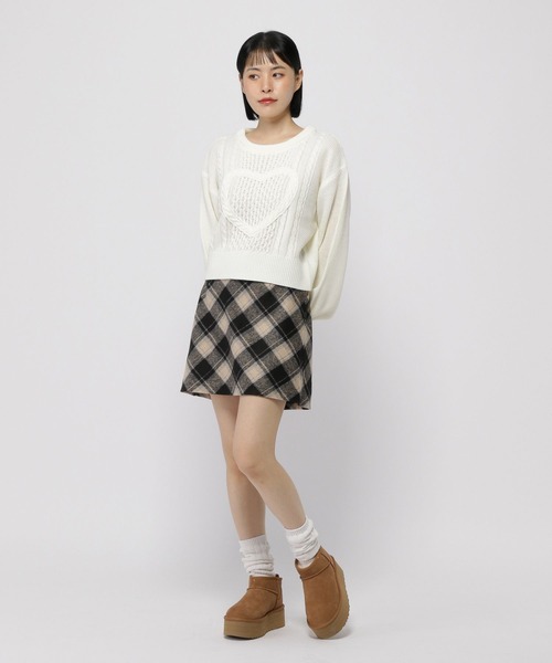 3.3 Field Trip （3.3フィールドトリップ）の「3.3 Field Trip／ハートニットプルオーバー（ニット/セーター・レディース・ホワイト/ネイビー/チャコール・FREE）」の5枚目の写真