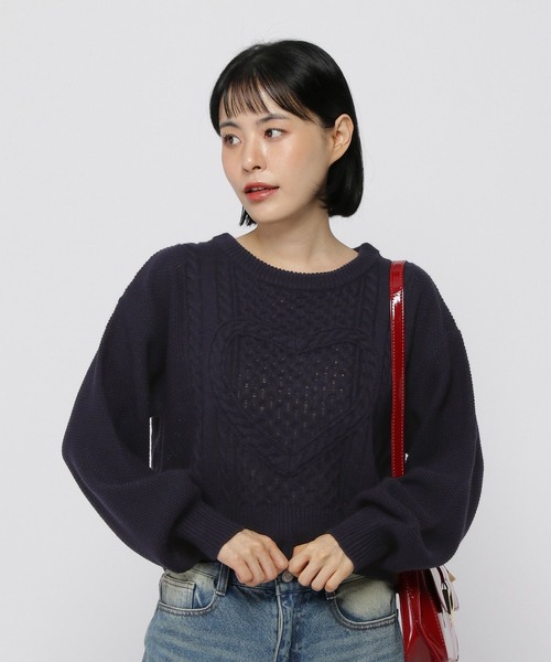 3.3 Field Trip （3.3フィールドトリップ）の「3.3 Field Trip／ハートニットプルオーバー（ニット/セーター・レディース・ホワイト/ネイビー/チャコール・FREE）」の15枚目の写真