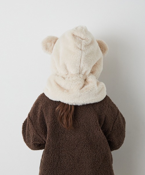 riziere（リジェール）の「巾着収納くま耳ファー帽子（ニットキャップ/ビーニー・キッズ・アイボリー・FREE）」の14枚目の写真