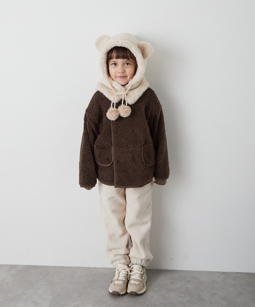 riziere（リジェール）の「巾着収納くま耳ファー帽子（ニットキャップ/ビーニー・キッズ・アイボリー・FREE）」の8枚目の写真