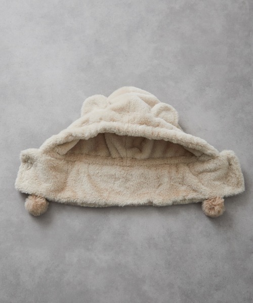 riziere（リジェール）の「巾着収納くま耳ファー帽子（ニットキャップ/ビーニー・キッズ・アイボリー・FREE）」の6枚目の写真