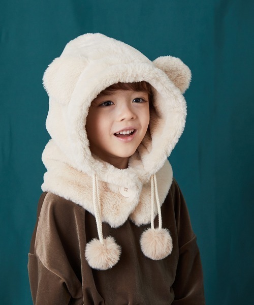 riziere（リジェール）の「巾着収納くま耳ファー帽子（ニットキャップ/ビーニー・キッズ・アイボリー・FREE）」の18枚目の写真