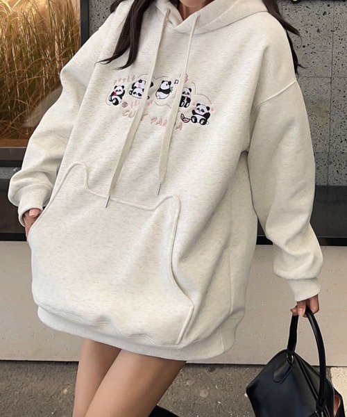 aimoha（アイモハ）の「裏起毛刺繍プルオーバーパーカー（パーカー・レディース・ワインレッド/ベージュ/ブラック/杢グレー・FREE）」の2枚目の写真