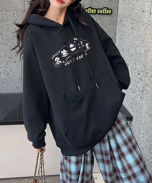 aimoha（アイモハ）の「裏起毛刺繍プルオーバーパーカー（パーカー・レディース・ワインレッド/ベージュ/ブラック/杢グレー・FREE）」の7枚目の写真